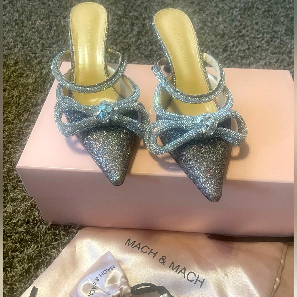 Mach & Mach double Bow Kitten Heel (65m) Size 7